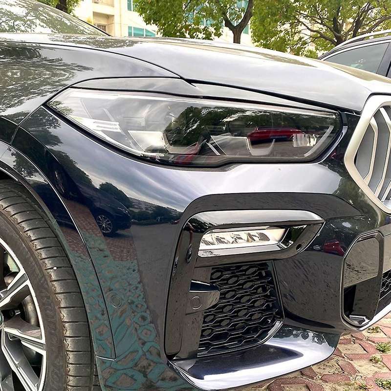 for - X5 G05 X6 G06 2019 2020 2021 2022 Bright Black Front Headlight Lamp Cover Strip Eyebrow Trim