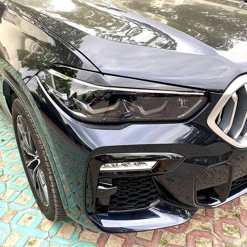 for - X5 G05 X6 G06 2019 2020 2021 2022 Bright Black Front Headlight Lamp Cover Strip Eyebrow Trim