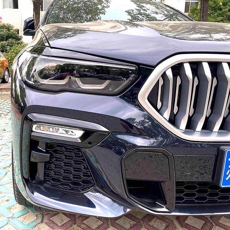 for - X5 G05 X6 G06 2019 2020 2021 2022 Bright Black Front Headlight Lamp Cover Strip Eyebrow Trim