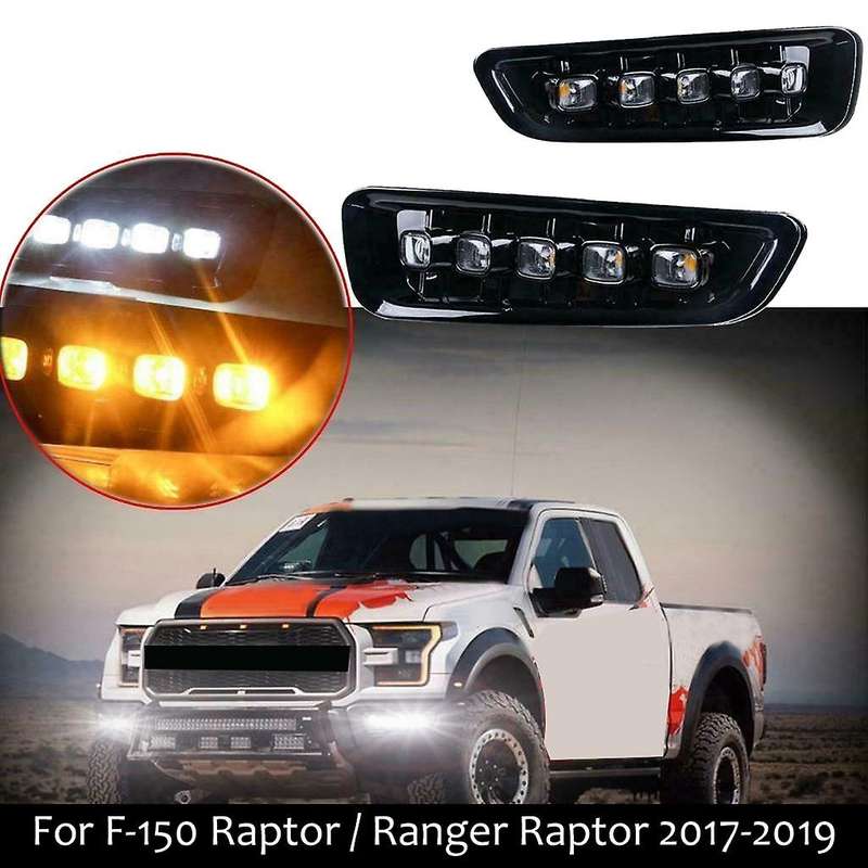 for / 2017-2019 Front Bumper Bezels L+R LED DRL with Turn Signal Fog Light Lamp
