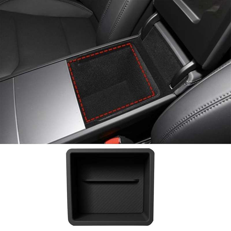 for + New Model3 Center Console Armrest Storage Box Organizer Interior Accessories Silicone White