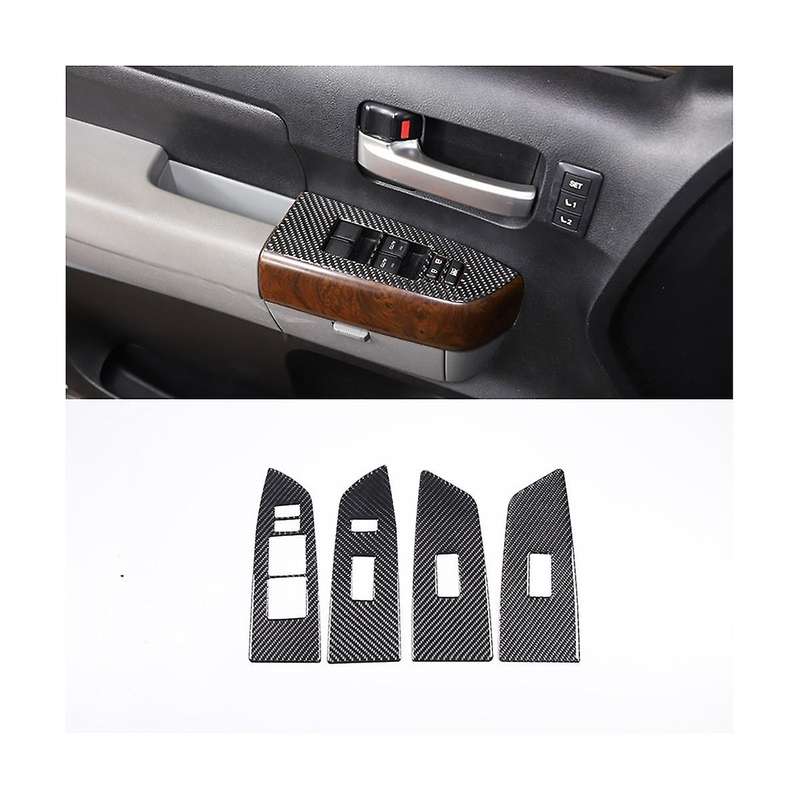 for /sequoia 2007-2013 Lhd Car Window Lift Frame Decoration Cover Trim Stickers - Soft Carbon Fiber