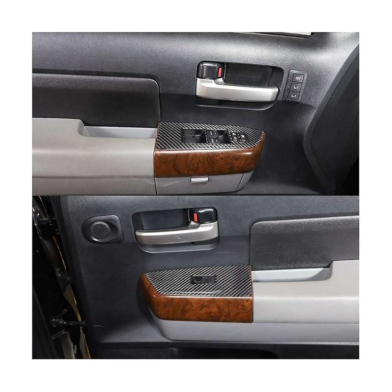 for /sequoia 2007-2013 Lhd Car Window Lift Frame Decoration Cover Trim Stickers - Soft Carbon Fiber