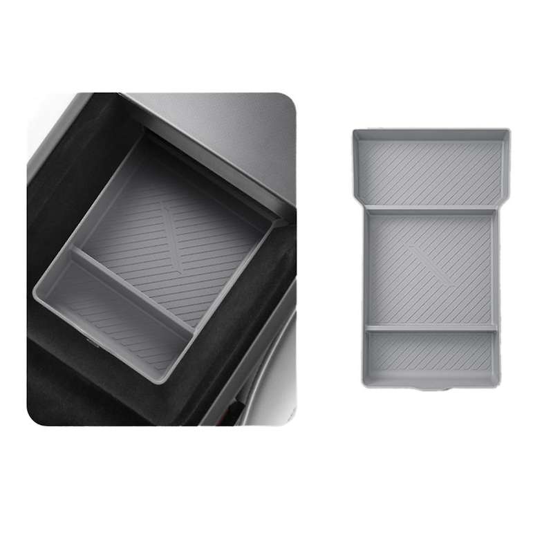 for + New Model3 Central Control Silicone Pad Storage Box Center Console Armrest for New Model3 Grey