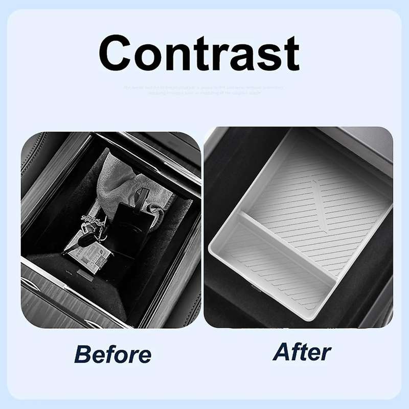for + New Model3 Central Control Silicone Pad Storage Box Center Console Armrest for New Model3 Whit