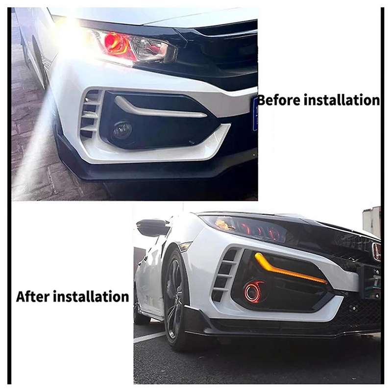 for 10th Modified TYPER Front Bumper Fog Lights 3-Color Streamer Daytime Running Lights