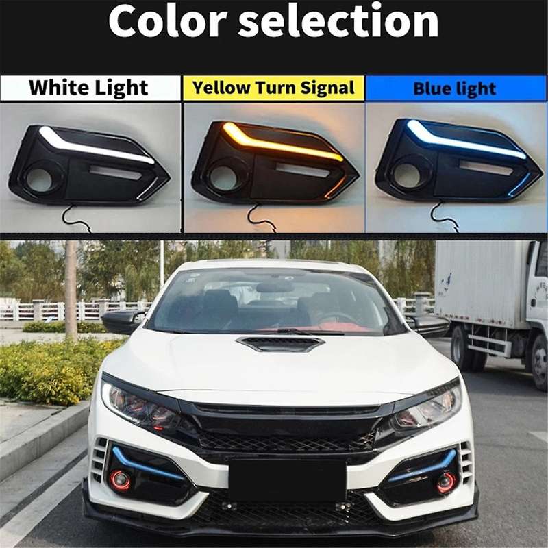 for 10th Modified TYPER Front Bumper Fog Lights 3-Color Streamer Daytime Running Lights