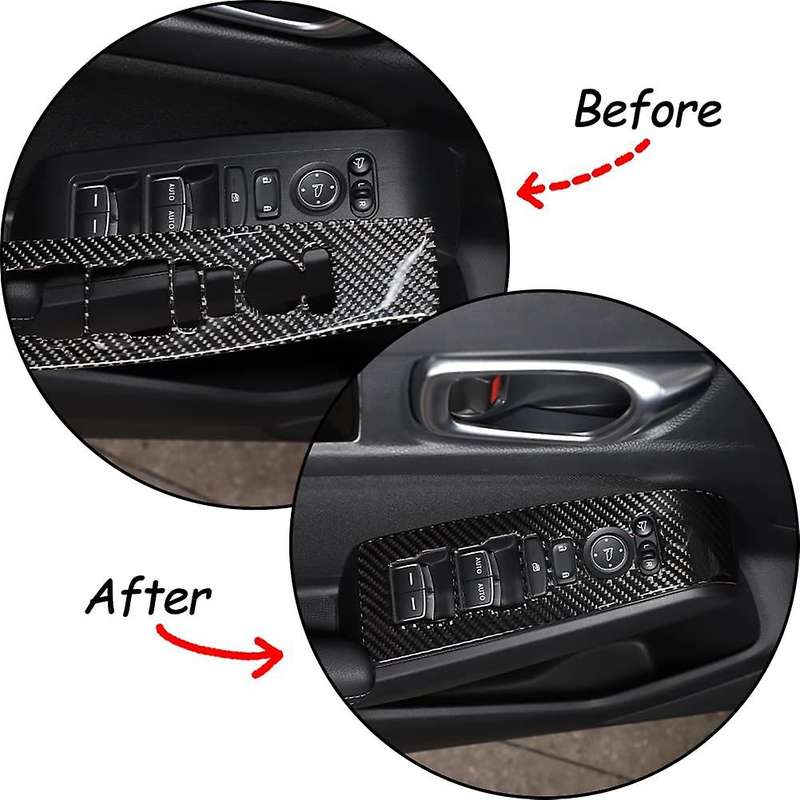 for 11Th 2022 Car Door Armrest Window Lift Switch Panel Cover Trim Real Carbon Fiber Sticker Accesso
