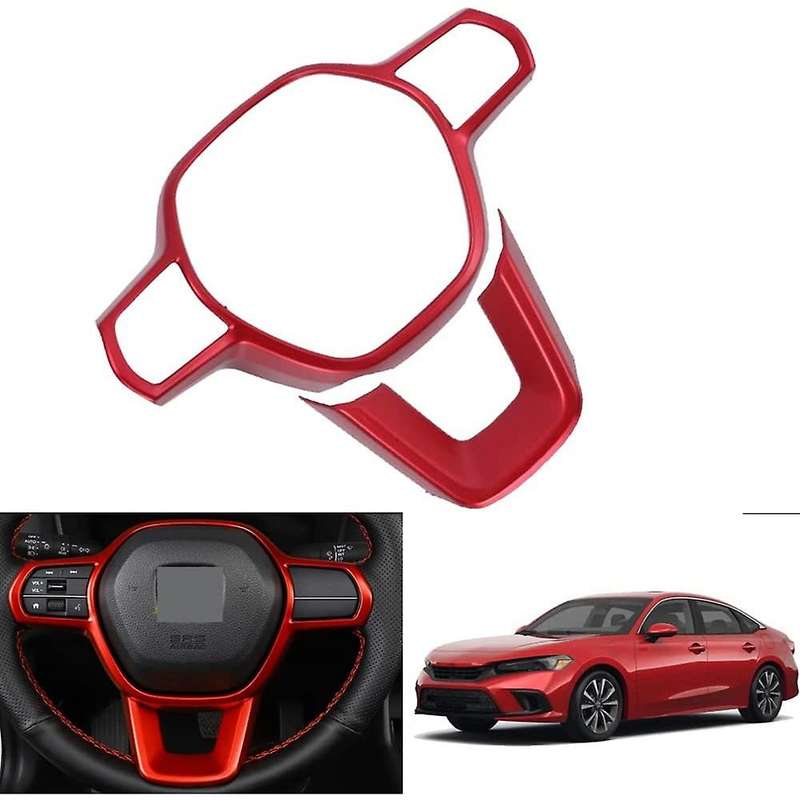 for 11Th 2022 Auto Steering Wheel Panel Button Cover Trim Sticker Decal Frame Car Interior,Red