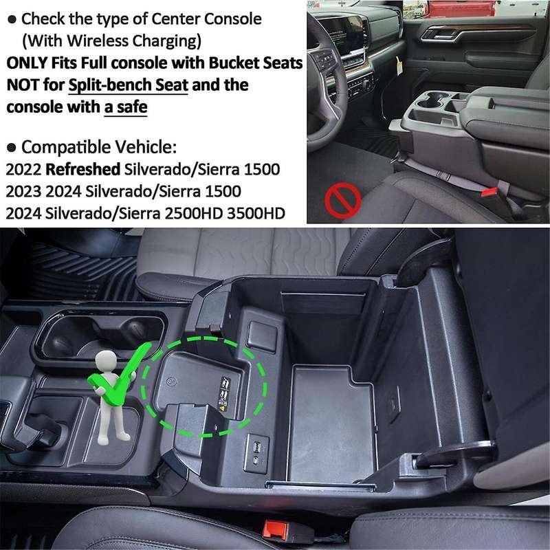 for 1500 2022-2024 Center Console Organizer Armrest Storage Box Insert Tray Accessories