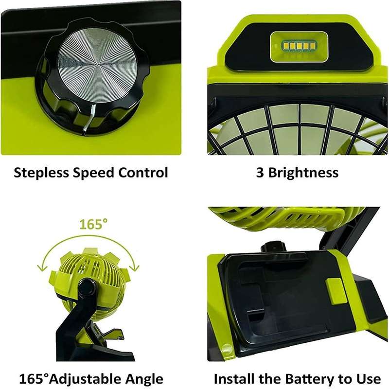 for 18v -ion Battery with Adapte Work Fan with Led Light Portable Cordless