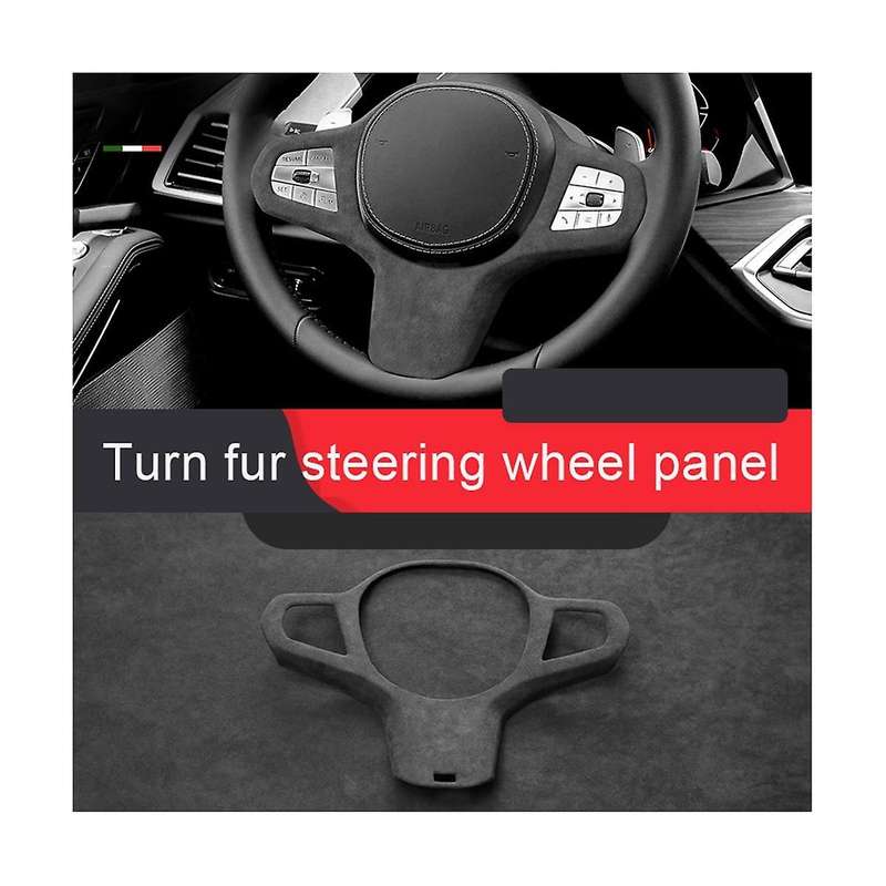 for 19-22 X5 Leather Steering Wheel Panel Cover Steering Wheel Trim Modification Stickers Black