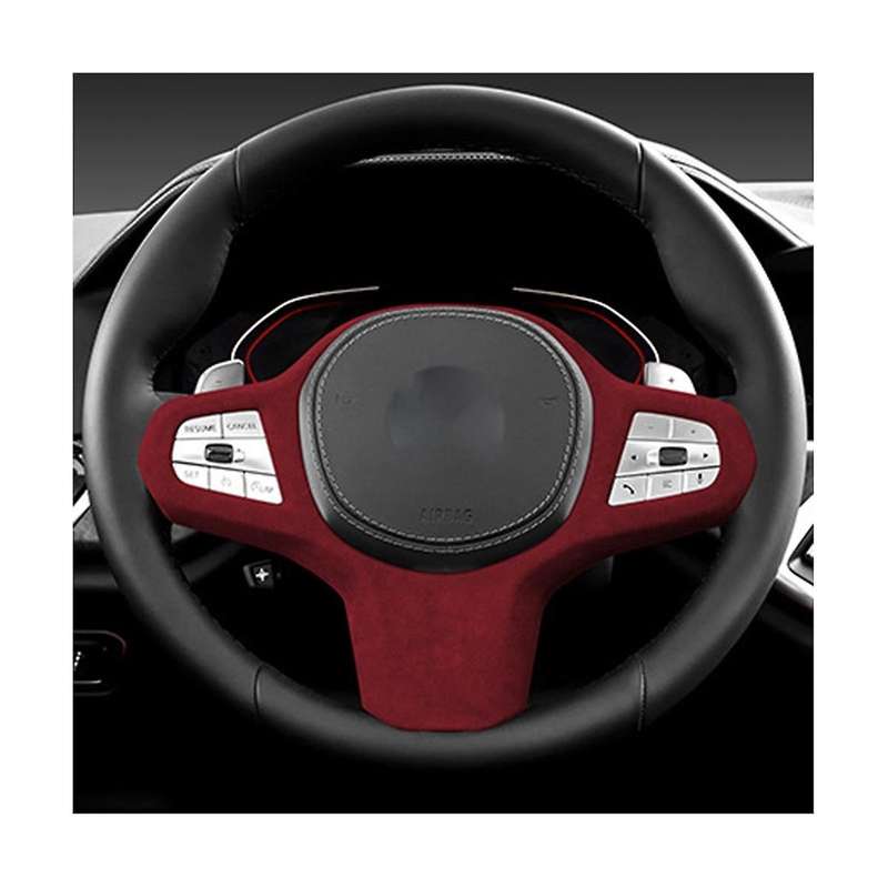 for 19-22 X5 Leather Steering Wheel Panel Cover Steering Wheel Trim Modification Stickers Black