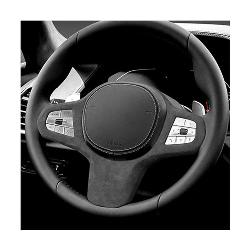 for 19-22 X5 Leather Steering Wheel Panel Cover Steering Wheel Trim Modification Stickers Red
