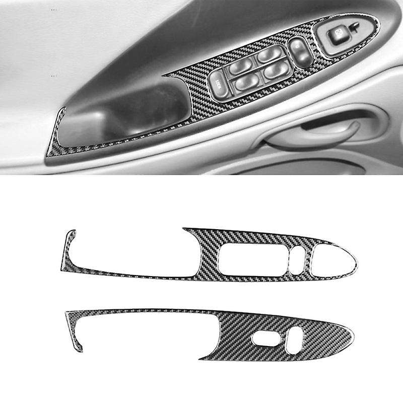 for 2001-2004 Lhd Soft Carbon Fiber Car Window Lifting Switch Panel Cover Interior Accessories