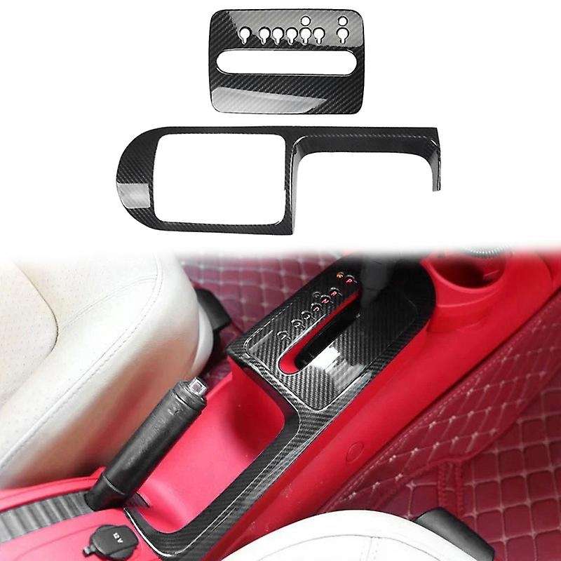 for 2003-2006 Carbon Fiber ABS Car Gear Shift Knob Panel Frame Cover Trim