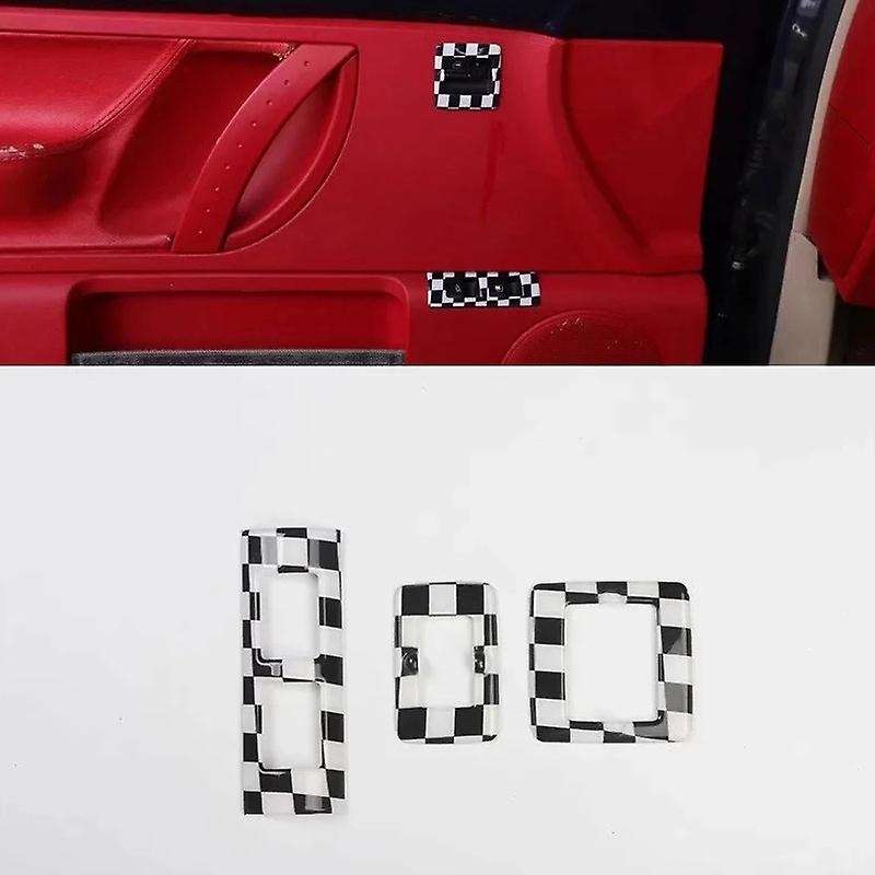 for 2003-2010 3PCS Black White ABS Car Door Trim Panel Pull Handle Window Switch Button Frame Cover