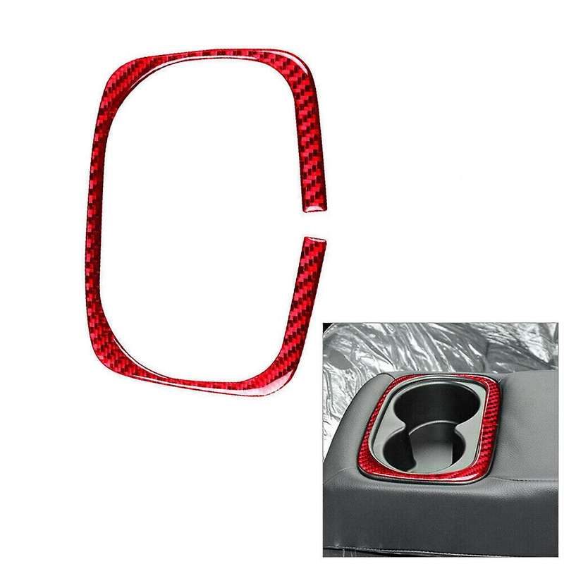 for 2006-11 Red Carbon Fiber Rear Water Cup Holder Frame Cover Trim