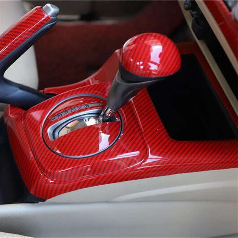 for 2006-2011 Red Carbon Fibre Central Console Gear Shift Knob Cover