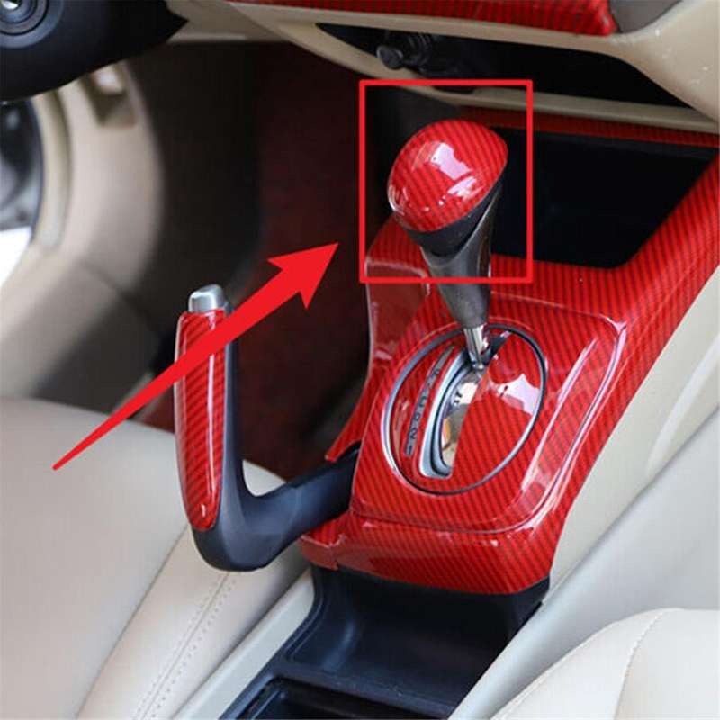 for 2006-2011 Red Carbon Fibre Central Console Gear Shift Knob Cover