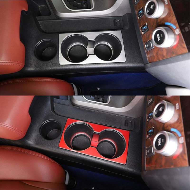for 2007-2013 Aluminum Alloy Car Central Control Water Cup Holder Trim Sticker Car Accessories Red