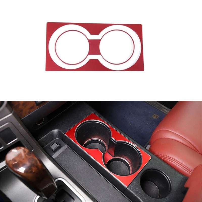 for 2007-2013 Aluminum Alloy Car Central Control Water Cup Holder Trim Sticker Car Accessories Red