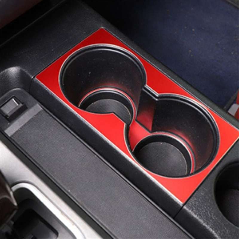 for 2007-2013 Aluminum Alloy Car Central Control Water Cup Holder Trim Sticker Car Accessories Red