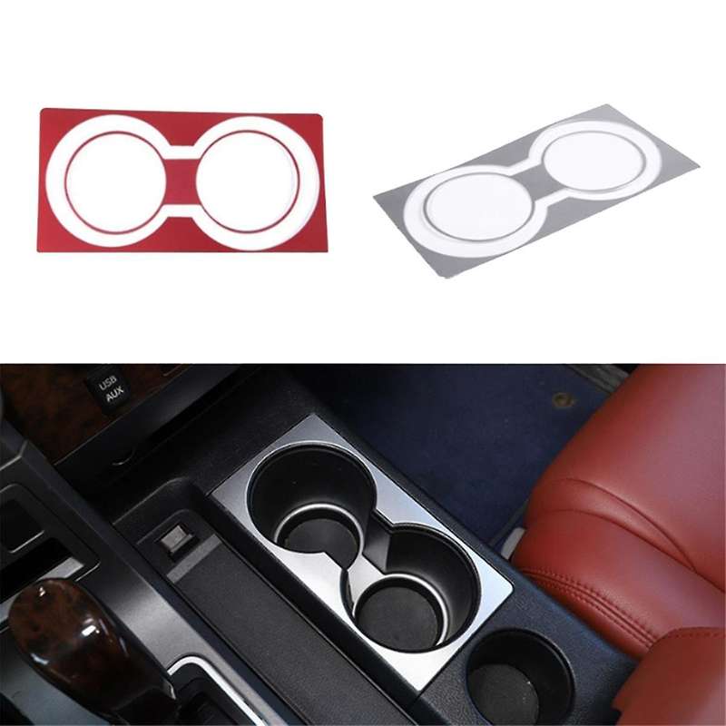 for 2007-2013 Aluminum Alloy Car Central Control Water Cup Holder Trim Sticker Car Accessories Silv