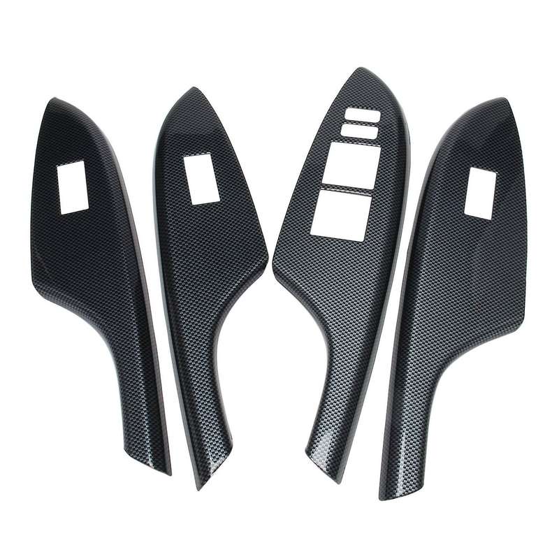 for 2007-2013 Door Window Lift Panel Carbon Fiber Door Window Switch Cover Trim LHD