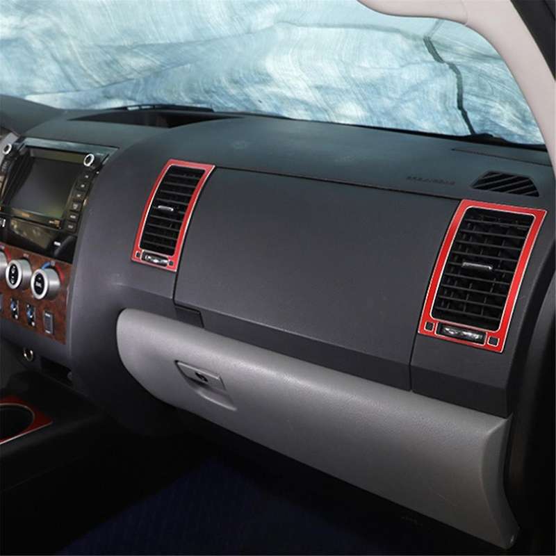 for 2007-2013 Car Dashboard and Co-Pilot Outlet Frame Cover Trim Sticker Car Accessories Red