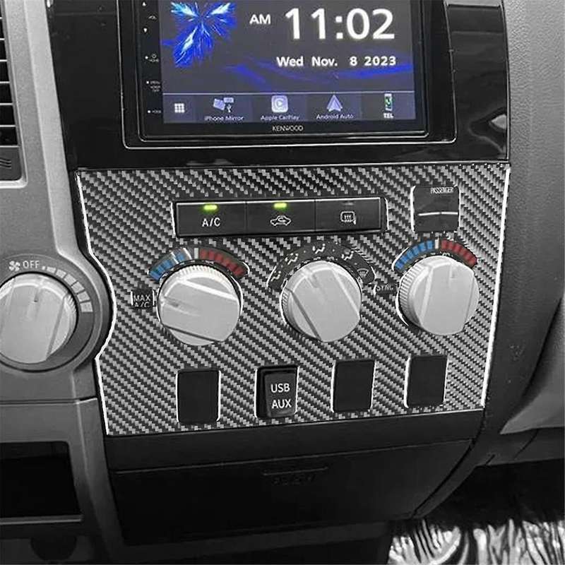 for 2007-2013 LHD Soft Carbon Fiber Car Center Console Climate AC Panel Trim Cover Interior Accessor