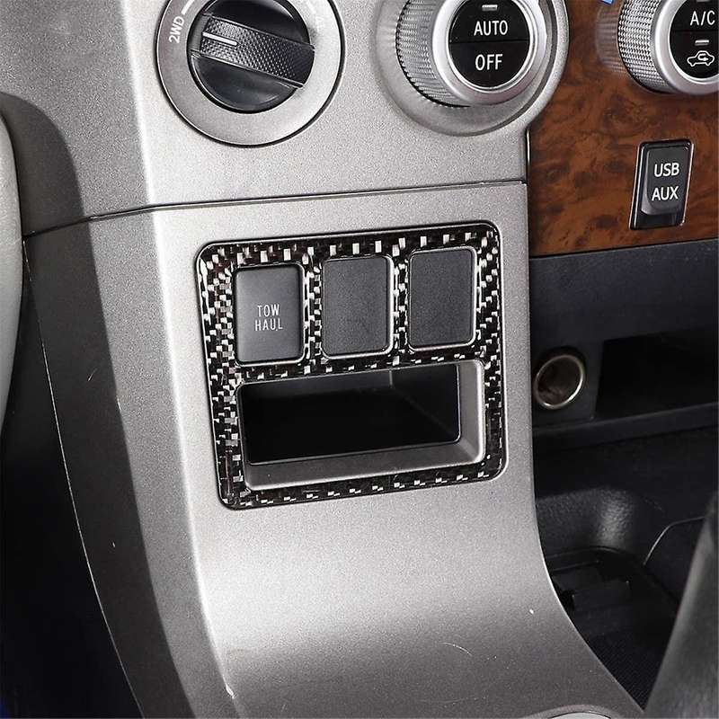 for 2007-2013 LHD Soft Carbon Fiber Car Center Console Tow Haul Switch Trim Sticker Interior Accesso
