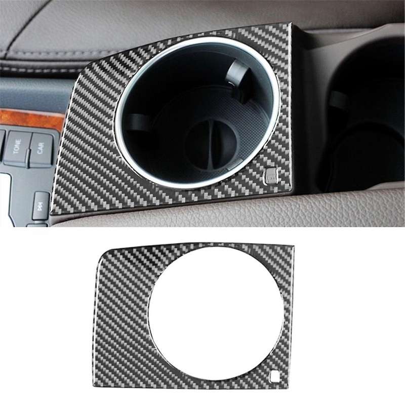 for 2007-2015 LHD Real Soft Carbon Fiber Car Center Armrest Cup Holder Cover Trim Interior Accessori