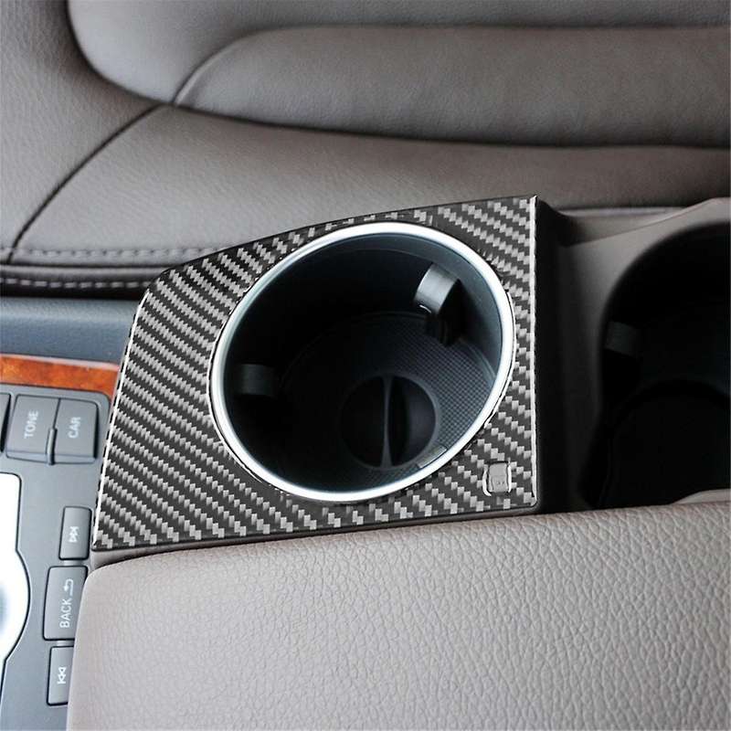 for 2007-2015 LHD Real Soft Carbon Fiber Car Center Armrest Cup Holder Cover Trim Interior Accessori