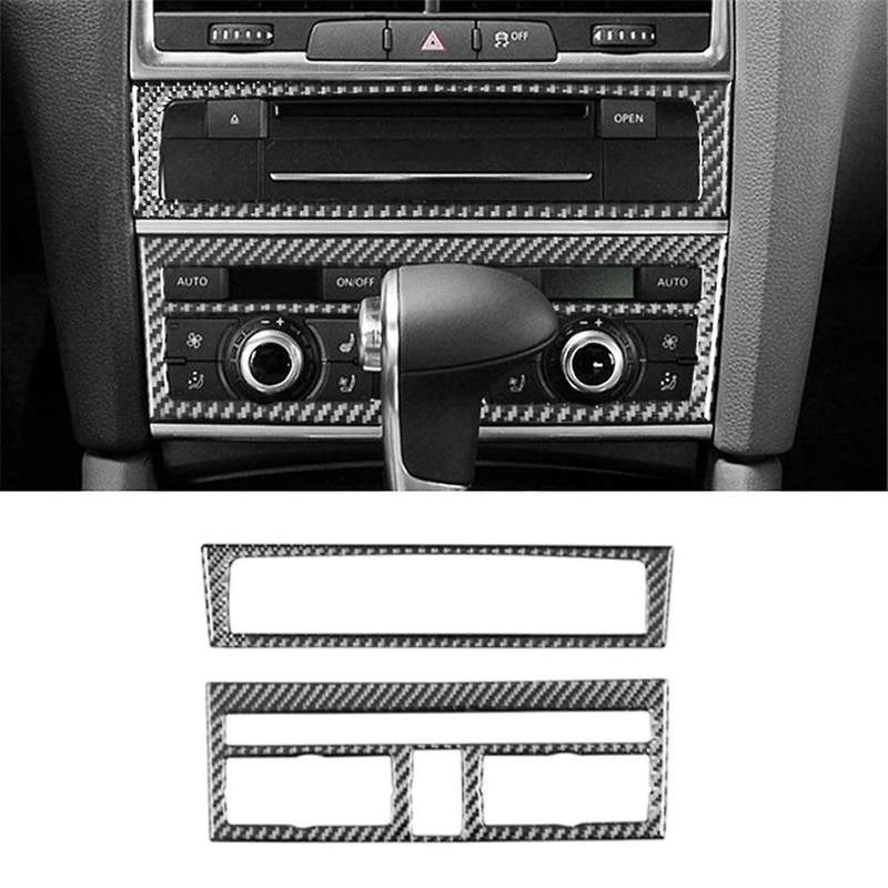 for 2007-2015 Real Soft Carbon Fiber Car Central AC Air Control Button Panel Cover Trim Interior Acc