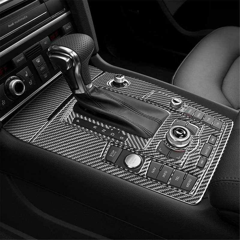 for 2007-2015 LHD Real Soft Carbon Fiber Car Center Console Gear Shift Panel Cover Trim Interior Acc