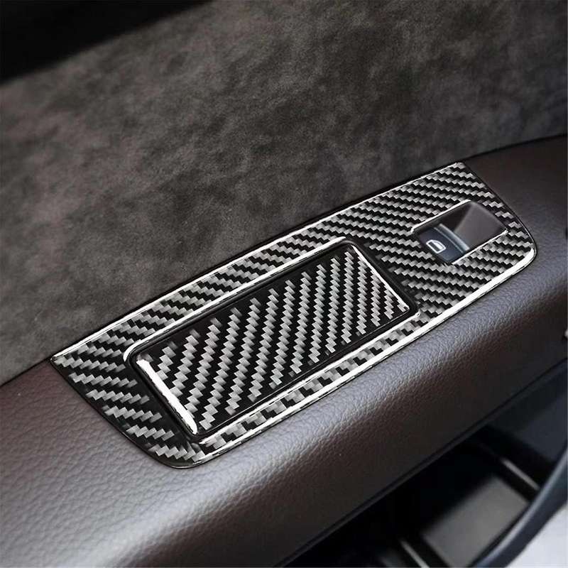 for 2007-2015 LHD Real Soft Carbon Fiber Car Window Switch Control Panel Cover Trim Interior Accesso