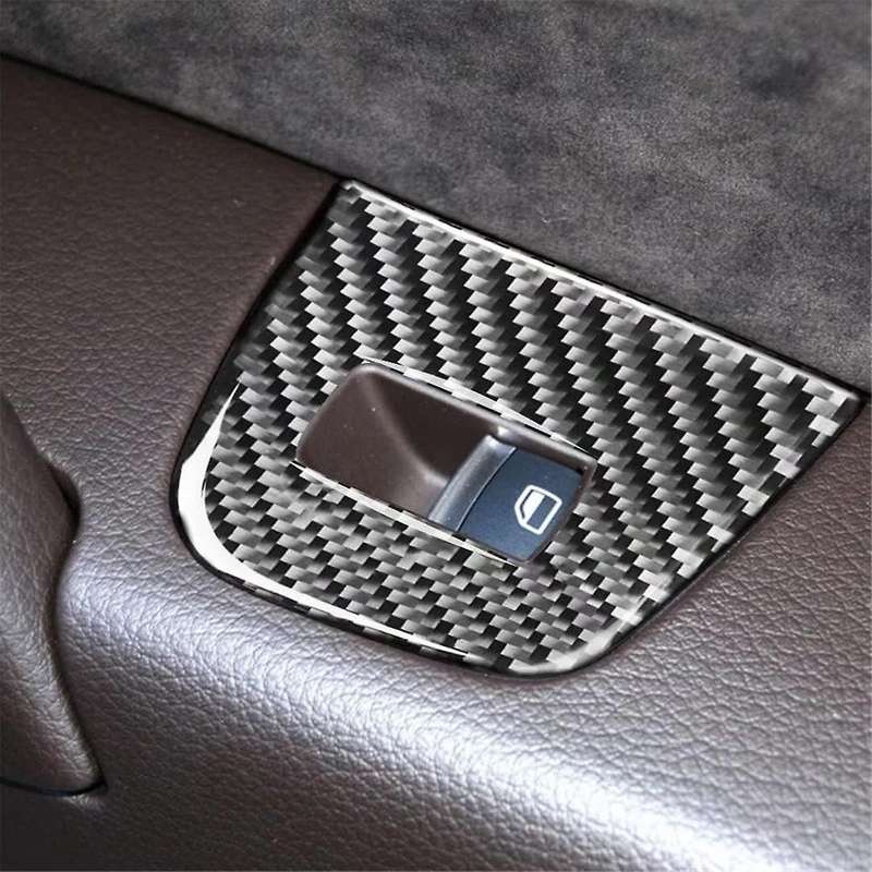 for 2007-2015 LHD Real Soft Carbon Fiber Car Window Switch Control Panel Cover Trim Interior Accesso