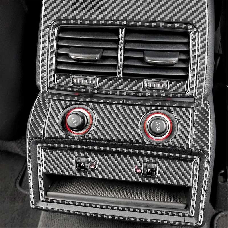 for 2007-2015 Real Soft Carbon Fiber Car Rear AC Air Vents Frame Decoration Cover Trim Interior Acce