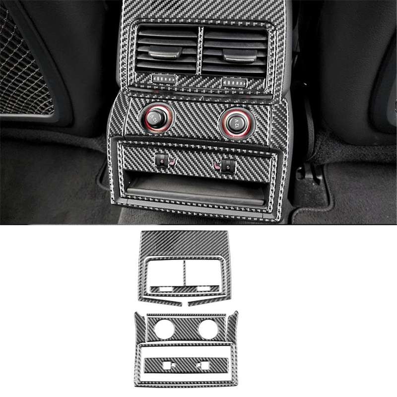 for 2007-2015 Real Soft Carbon Fiber Car Rear AC Air Vents Frame Decoration Cover Trim Interior Acce