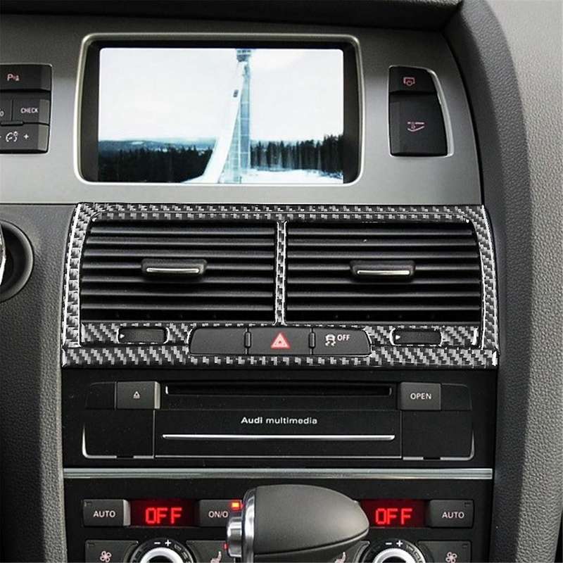 for 2007-2015 Real Soft Carbon Fiber Car Central Air Conditioner Outlet Vent Cover Trim Interior Acc
