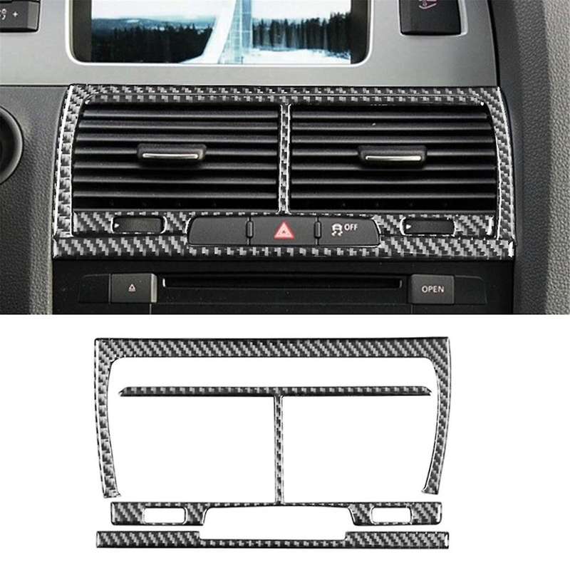 for 2007-2015 Real Soft Carbon Fiber Car Central Air Conditioner Outlet Vent Cover Trim Interior Acc