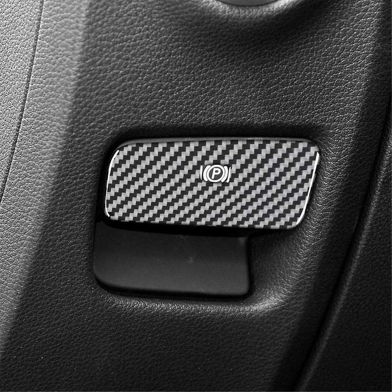 for 2007-2015 Real Soft Carbon Fiber Car Electronic Handbrake Cover Parking Brake Release Trim Acces