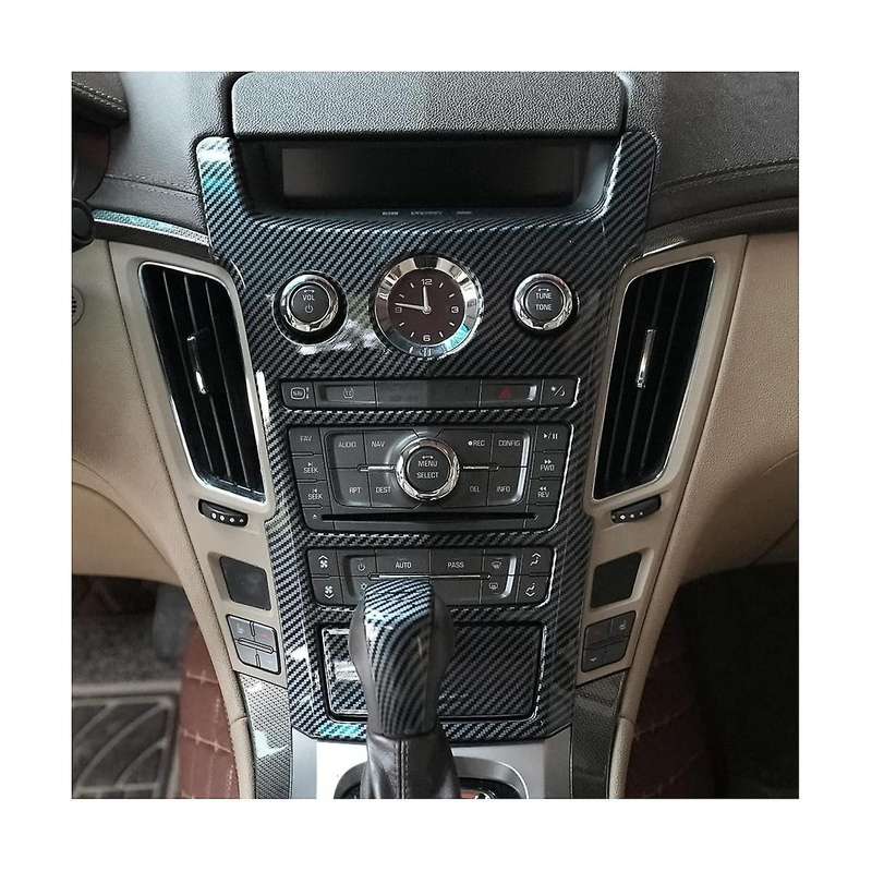 for 2008-2013 Accessories Car Central Control Dashboard Panel Button Cover Trim - Abs Carbon Fiber