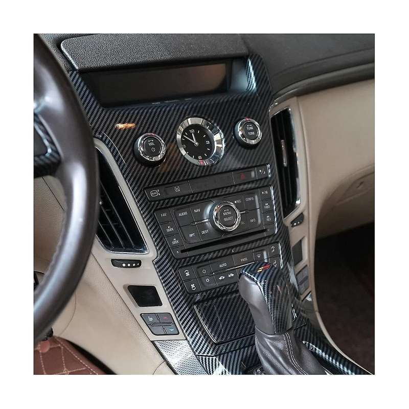 for 2008-2013 Accessories Car Central Control Dashboard Panel Button Cover Trim - Abs Carbon Fiber