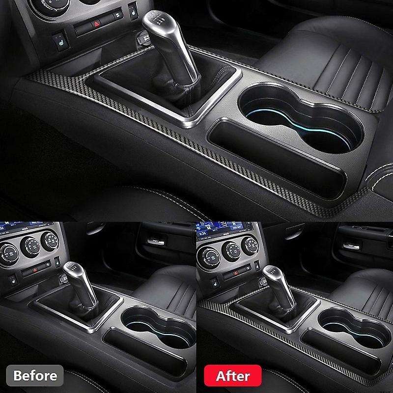 for 2008-2014 Car Accessories Carbon Fiber Gear Shift Side Strip Trim Cover Sticker, Black