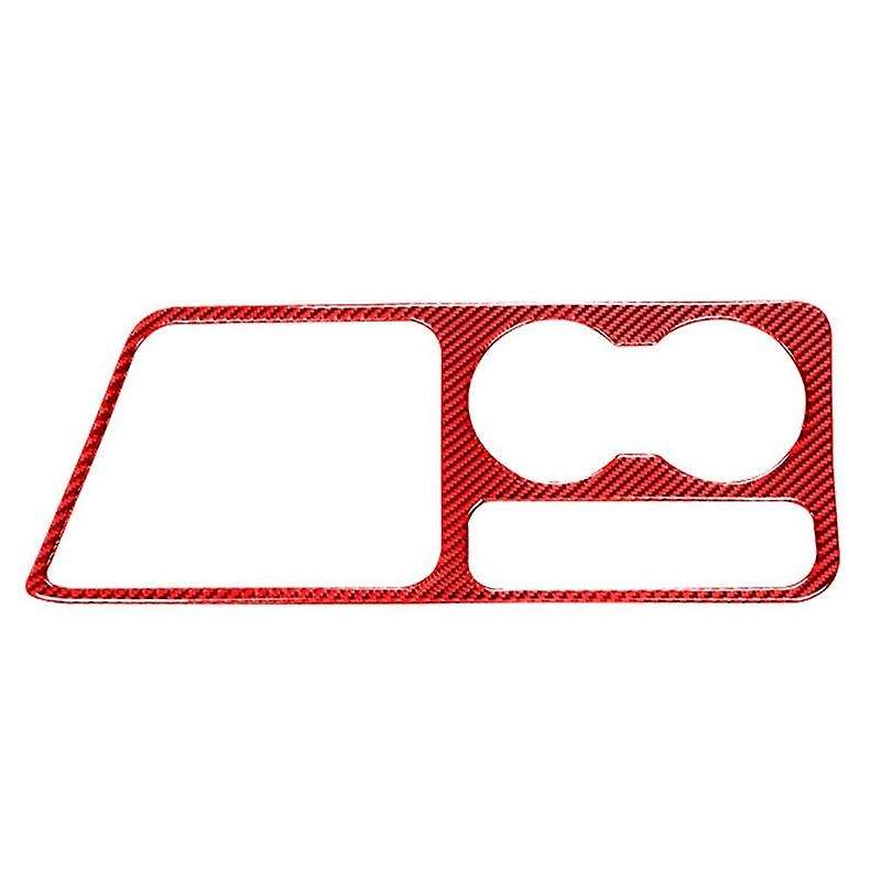 for 2008-2014 Car Accessories Carbon Fiber Gear Shift Panel & Cup Holder Trim Cover Sticker, Red