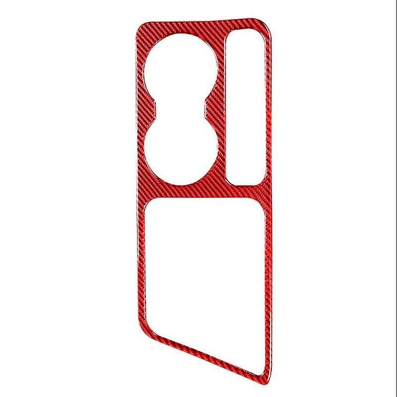 for 2008-2014 Car Accessories Carbon Fiber Gear Shift Panel & Cup Holder Trim Cover Sticker, Red