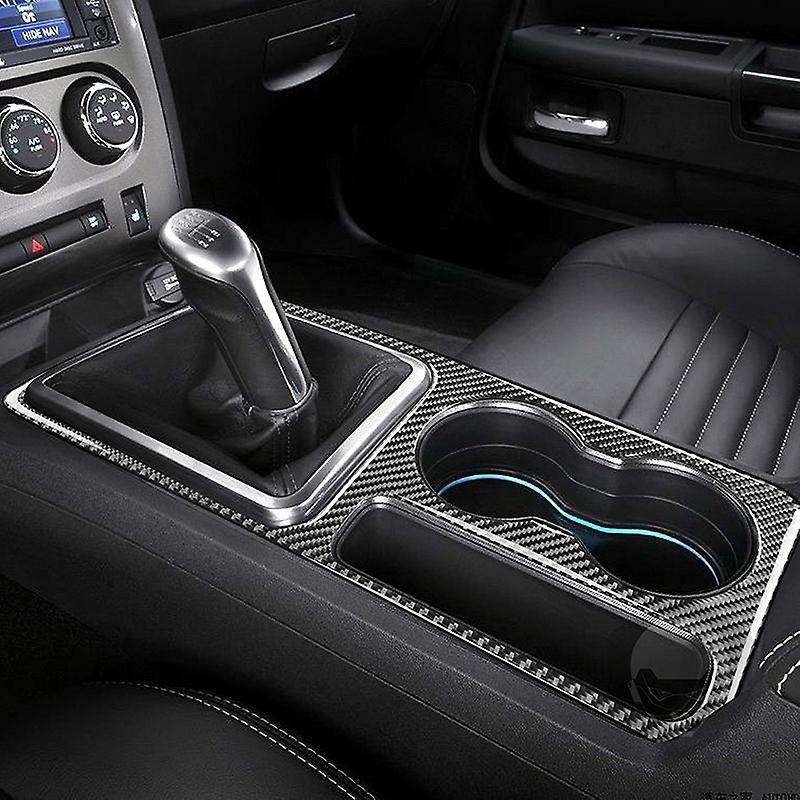 for 2008-2014 Car Accessories Carbon Fiber Gear Shift Panel & Cup Holder Trim Cover Sticker, Black
