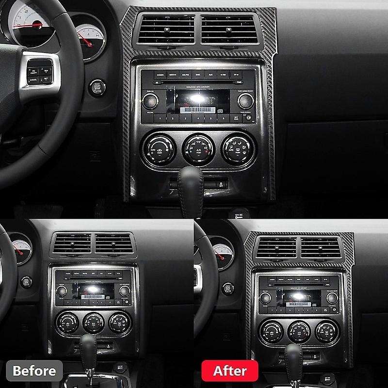 for 2008-2014 Car Accessories Carbon Fiber Center Console A/C Radio Panel Trim Cover Sticker, Black